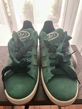 adidas Campus 00s Green Suede Sneakers with White Stripes